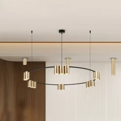 Hængelampe Genesis, aluminium, sort/guld, 15 x GU10, Ø 100 cm