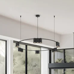 Hængelampe Genesis, aluminium, sort, 15 x GU10, Ø 100 cm