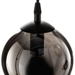 Hængelampe Glassy, 6 lyskilder, grafit/amber/klar, glas, 75 cm