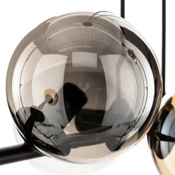 Hængelampe Glassy, 8 lyskilder, sort, grafit/amber/klar