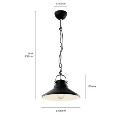 Hængelampe Iron, sort/hvid