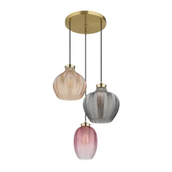 Hængelampe Jessica, Ø 45 cm, farverig, 3 lyskilder, glas