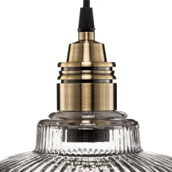 Hængelampe Leana, glas klar, 1 lyskilde, gammel messing