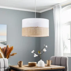 Hængelampe Linobianco med jute