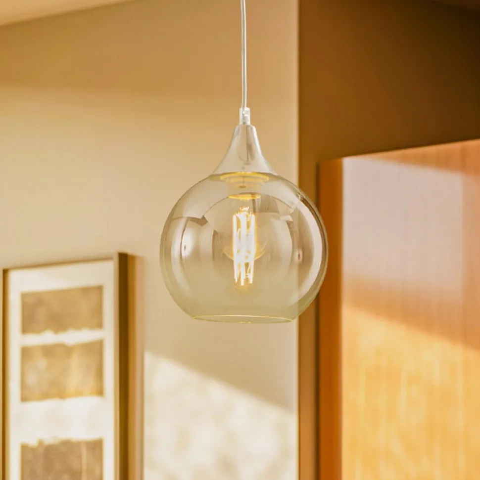 Hængelampe Monte i glas, 1 lyskilde, sølv