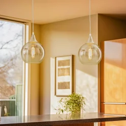 Hængelampe Monte i glas, 1 lyskilde, sølv