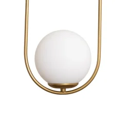 Hængelampe Mudoni, guld/hvid, glas, metal, E27