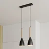 Hængelampe Muza, 2 lyskilder, sort/lys træ