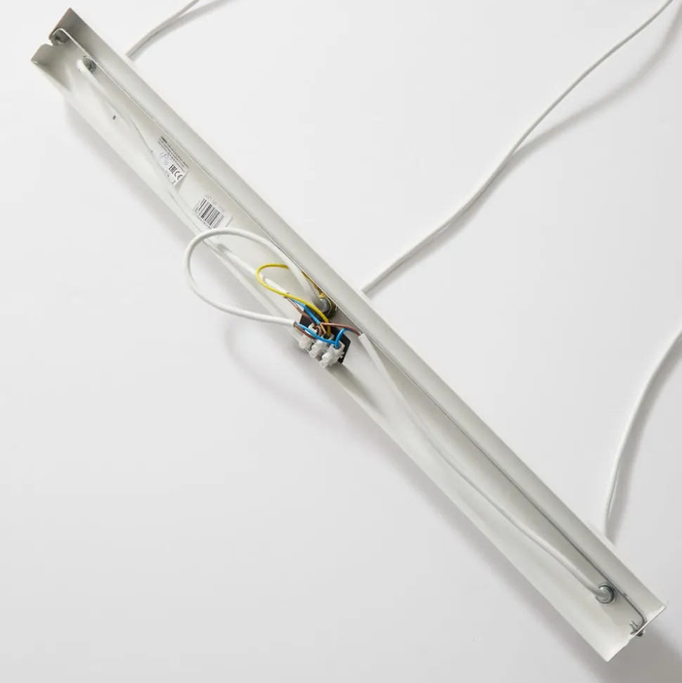 Hængelampe Noak, hvid/naturtræ, 3 lyskilder lang