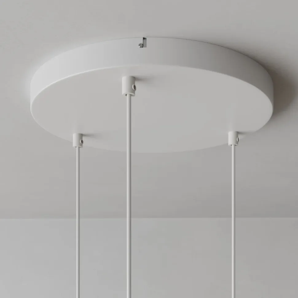 Hængelampe Noak med 3 lyskilder, rund, hvid/naturtræ