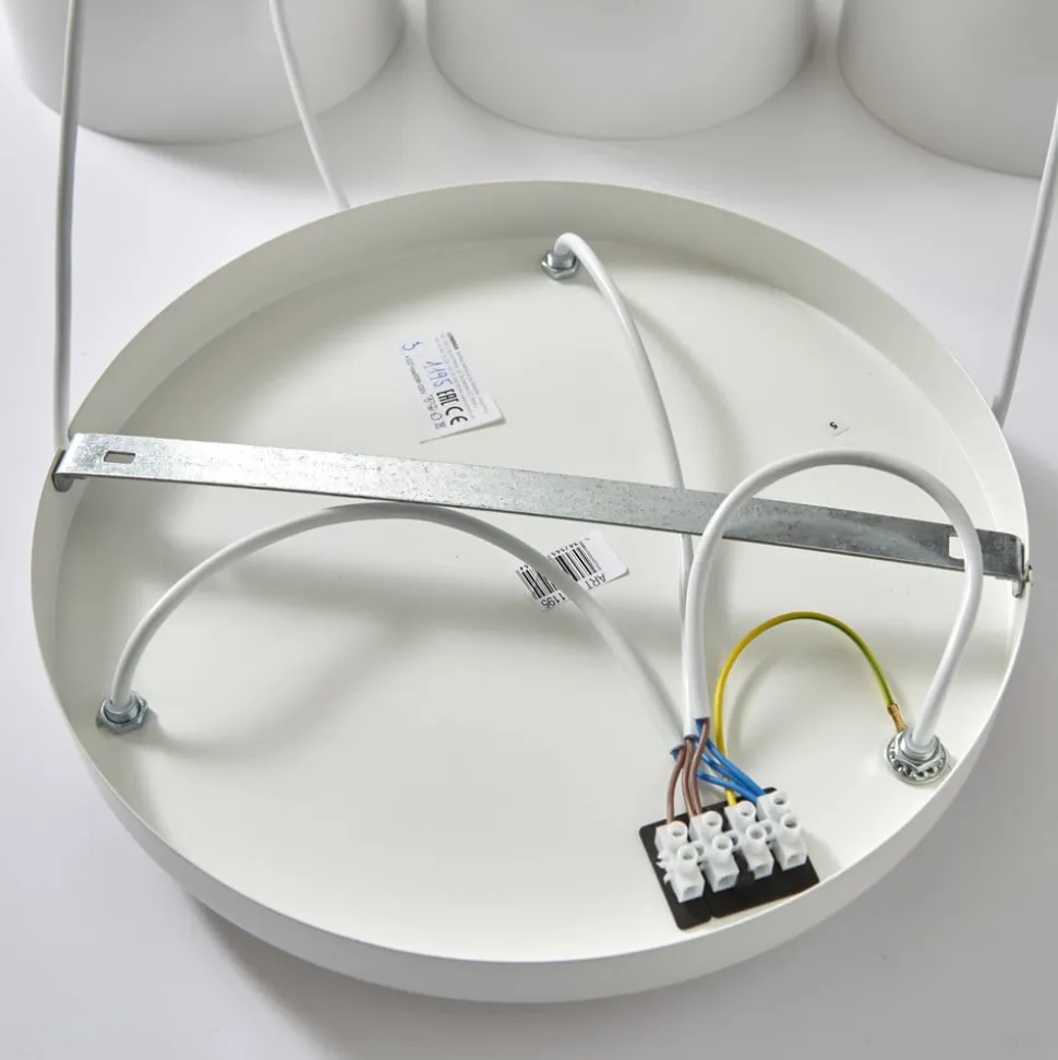 Hængelampe Noak med 3 lyskilder, rund, hvid/naturtræ