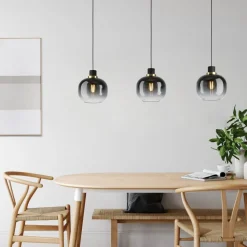 Hængelampe Oilella, sort-grå, længde 95 cm, glas, 3 lyskilder.