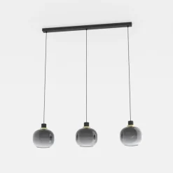Hængelampe Oilella, sort-grå, længde 95 cm, glas, 3 lyskilder.