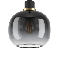 Hængelampe Oilella, sort-grå, længde 95 cm, glas, 3 lyskilder.