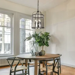 Hængelampe Pimpernel, Ø 32 cm, sort, glas røggrå