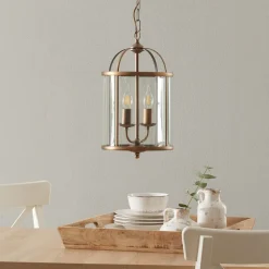 Hængelampe Pimpernel, Ø 23 cm, bronze, klart glas