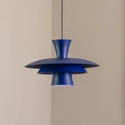 Hængelampe Plato, mørkeblå, metal, Ø 38 cm, E27