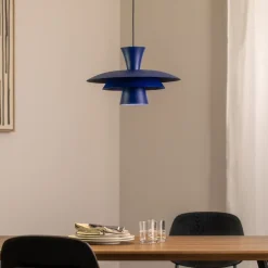 Hængelampe Plato, mørkeblå, metal, Ø 38 cm, E27
