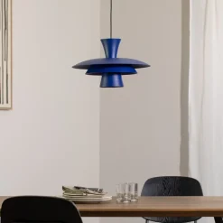 Hængelampe Plato, mørkeblå, metal, Ø 38 cm, E27