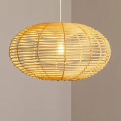 Hængelampe RATTAN, Ø 60 cm, naturbrun, rattan, E27