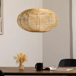 Hængelampe RATTAN, Ø 60 cm, naturbrun, rattan, E27