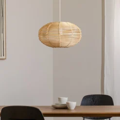 Hængelampe RATTAN, Ø 40 cm, naturbrun, Rattan, E27