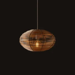 Hængelampe RATTAN, Ø 40 cm, naturbrun, Rattan, E27