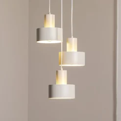 Hængelampe Rif 3, taupe, rund, 3 lyskilder, Ø 33 cm, stål