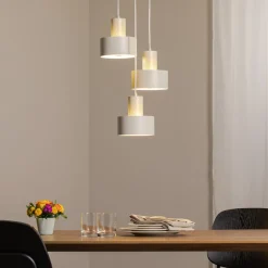 Hængelampe Rif 3, taupe, rund, 3 lyskilder, Ø 33 cm, stål