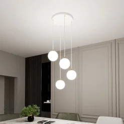 Hængelampe Royal, 4 lyskilder, opal hvid/hvid, glas, E14