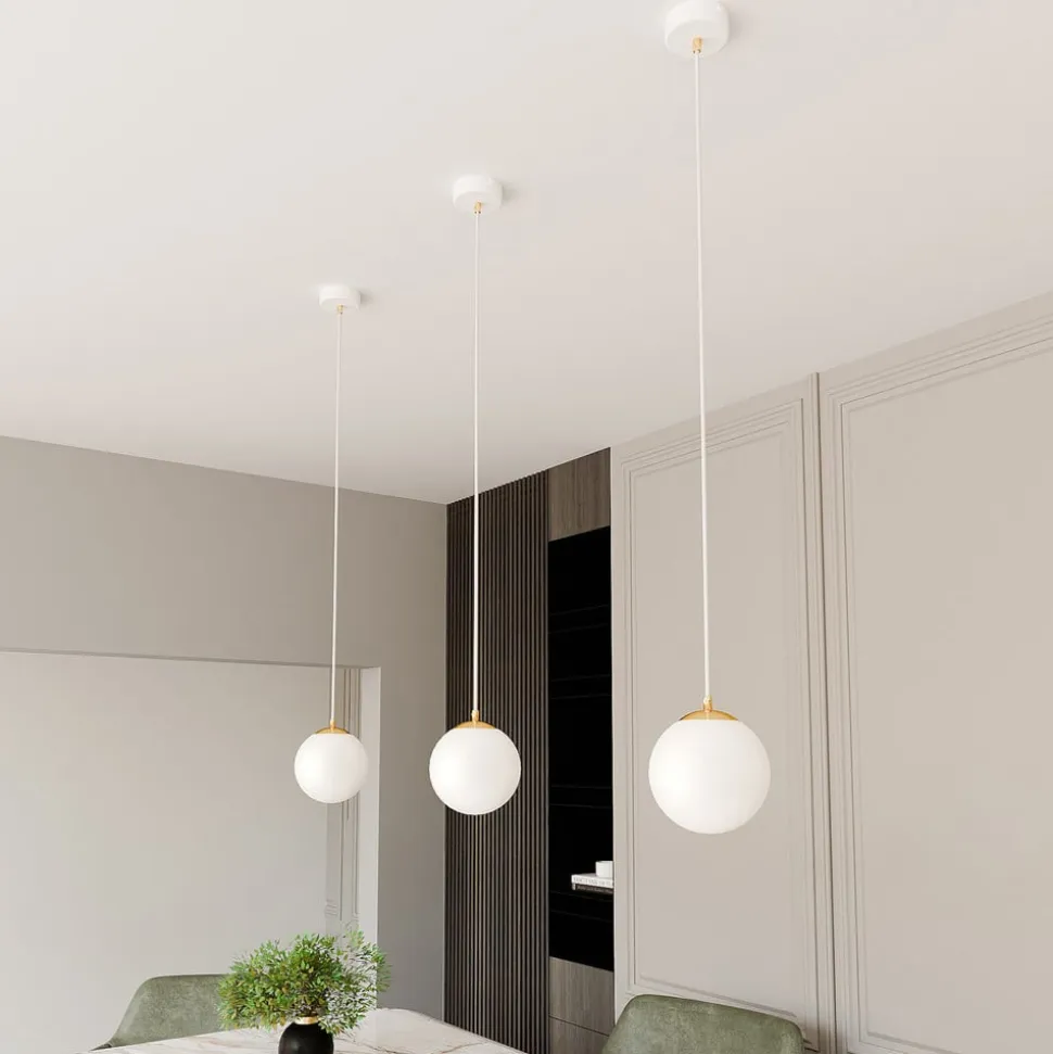 Hængelampe Royal, opal hvid/hvid, glas, E14