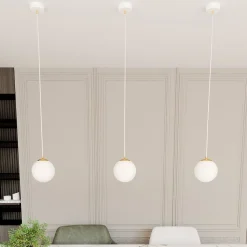 Hængelampe Royal, opal hvid/hvid, glas, E14