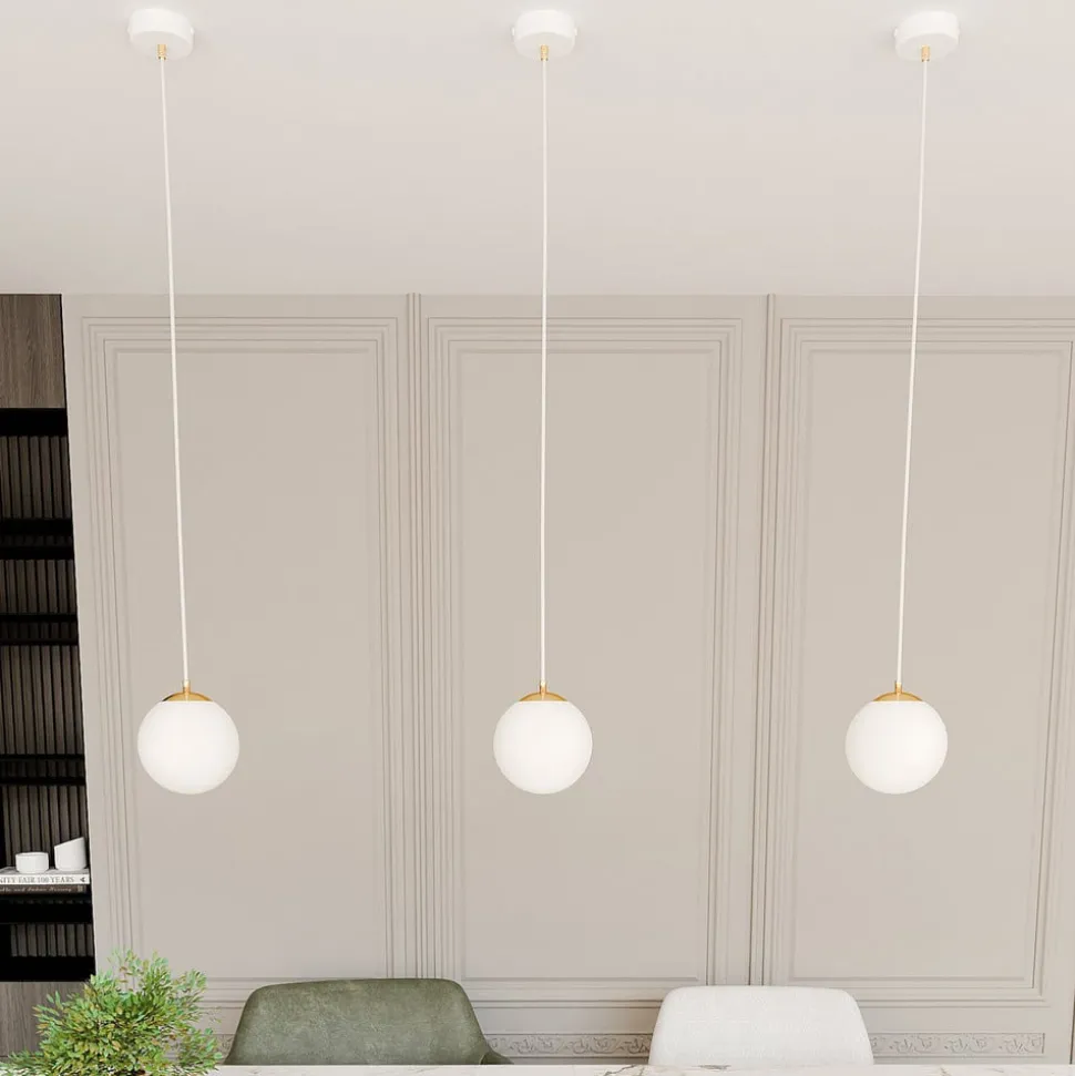 Hængelampe Royal, opal hvid/hvid, glas, E14