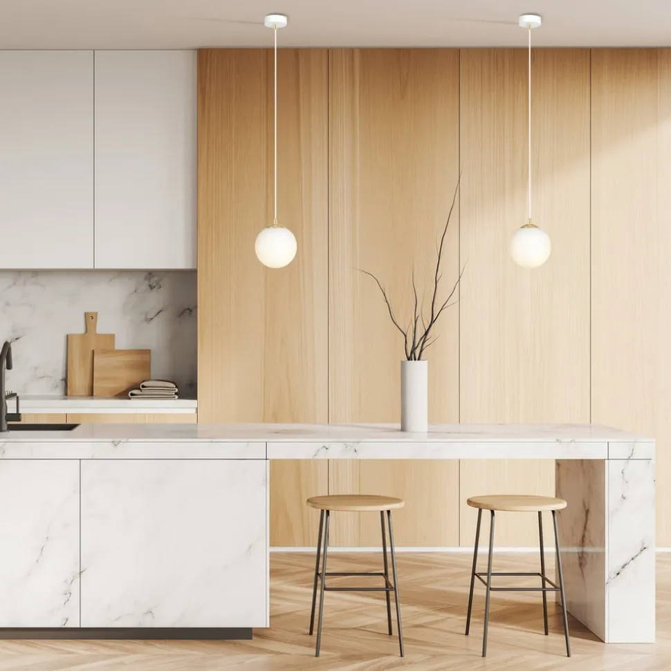 Hængelampe Royal, opal hvid/hvid, glas, E14