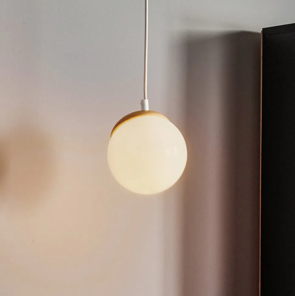 Hængelampe Sfera 1 lyskilde glas/træ lys