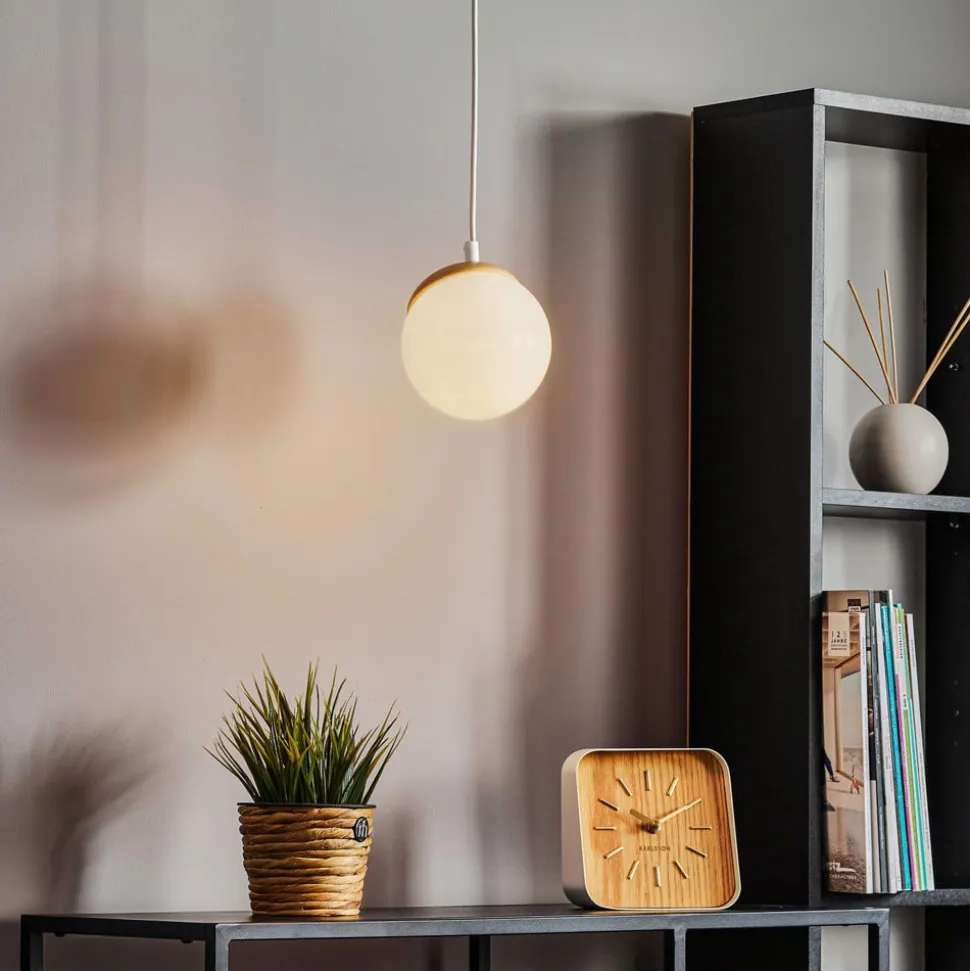 Hængelampe Sfera 1 lyskilde glas/træ lys