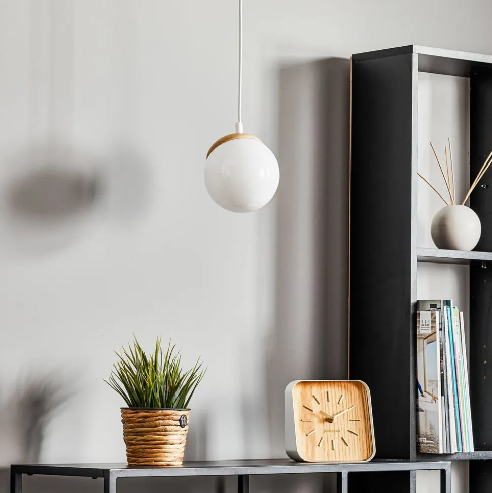 Hængelampe Sfera 1 lyskilde glas/træ lys