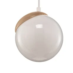 Hængelampe Sfera 1 lyskilde glas/træ lys