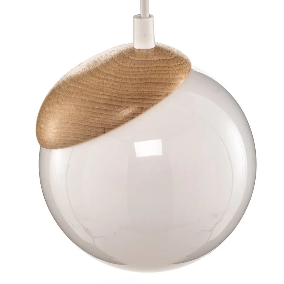 Hængelampe Sfera 1 lyskilde glas/træ lys