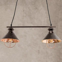 Hængelampe Shanta i rå kobber med to lyskilder