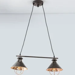 Hængelampe Shanta i rå kobber med to lyskilder