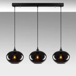 Hængelampe Smoked 052 3 lyskilder lineært glas Ø27cm