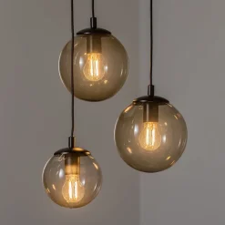 Hængelampe Smoky med glasskærme, 3 lyskilder