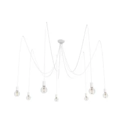 Hængelampe Spider i hvid, 7 lyskilder