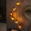 Hængelampe Stellar, guld/sølv/kobber, Ø 50 cm, glas 6 lyskilder.