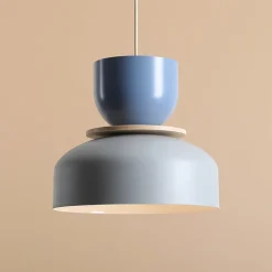 Hængelampe Uto, grå/blå, Ø 30 cm, metal