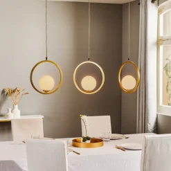 Hængelampe Vienna, opalglas, messing, 3 lyskilder