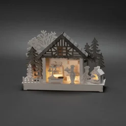 Hus og Bageri LED-adventsstage, batteridrift