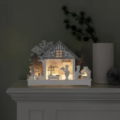 Hus og Bageri LED-adventsstage, batteridrift