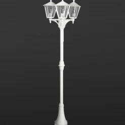 Hvid lampemast 680 i herregårdsstil med tre lys